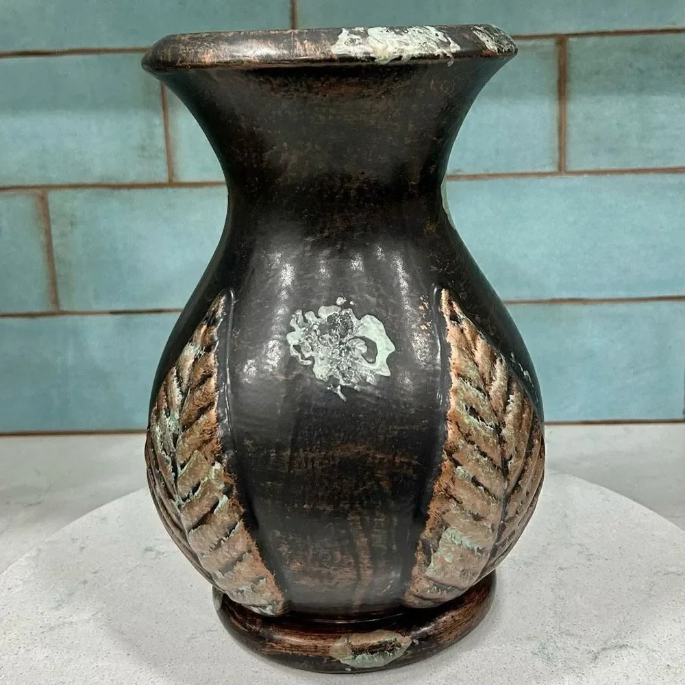 Haeger Flower Vase One Size Copper Brown Mottled Glaze Pottery Vintage
